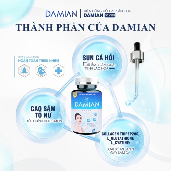 Thành phần của viên uống trắng da Damian