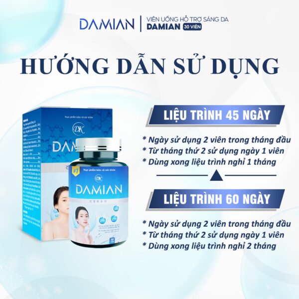 Hướng dẫn sử dụng viên uống trắng da Damian