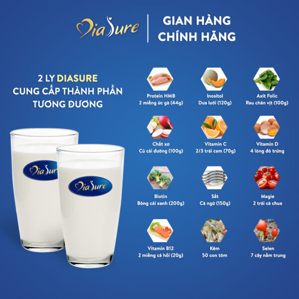 2 ly Diasure cung cấp dinh dưỡng trọn vẹn cho người tiểu đường